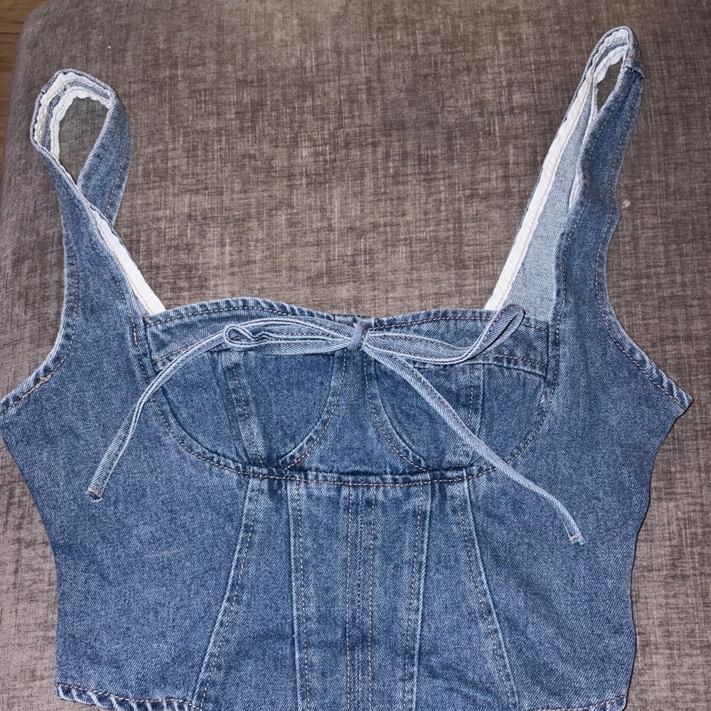 SHEIN Blue Denim Crop Top